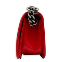 Boy Shoulder Bag Red in Stingray/ Calfskin, Brushed Silver hardware