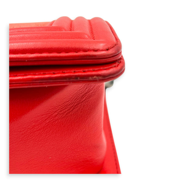 Boy Shoulder Bag Red in Stingray/ Calfskin, Brushed Silver hardware