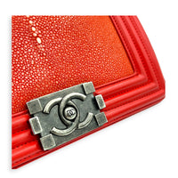 Boy Shoulder Bag Red in Stingray/ Calfskin, Brushed Silver hardware