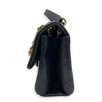 23P Seasonal Quilted Flap Black Shoulder Bag in Calfskin, Gold hardware