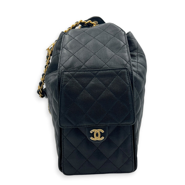 C25 Hobo Medium Black Shoulder Bag in Caviar Leather, Gold hardware