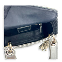 Lady Dior Mini Micro Cannage Top Handle Bag in Patent Leather, Silver hardware