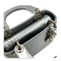Lady Dior Mini Micro Cannage Top Handle Bag in Patent Leather, Silver hardware
