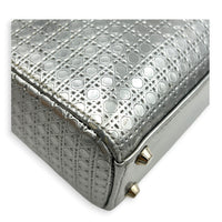 Lady Dior Mini Micro Cannage Top Handle Bag in Patent Leather, Silver hardware