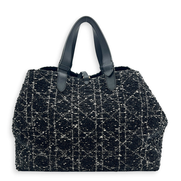 Toujours Black Top Handle Bag in Tweed, Light Gold hardware