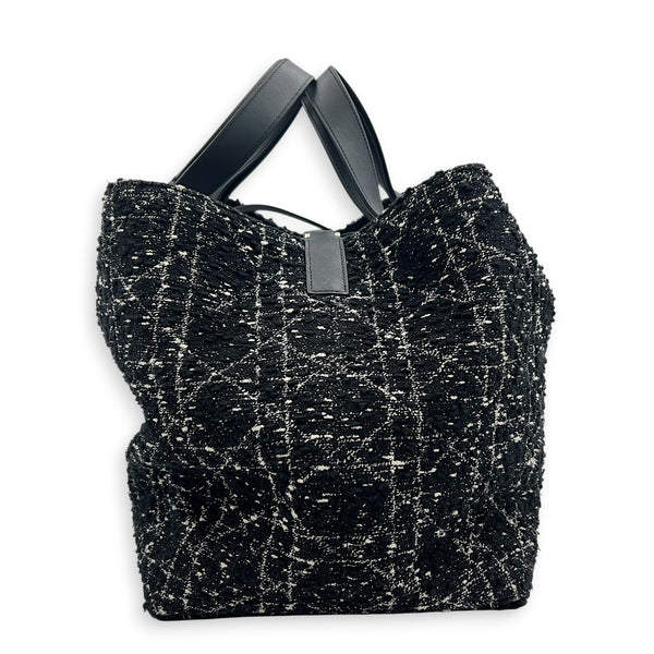 Toujours Black Top Handle Bag in Tweed, Light Gold hardware