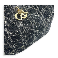 Toujours Black Top Handle Bag in Tweed, Light Gold hardware