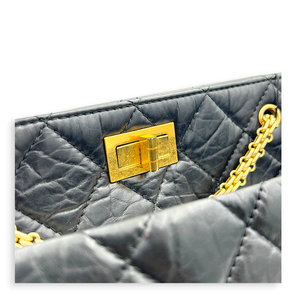 2.55 Black Tote Bag in Calfskin, Gold hardware