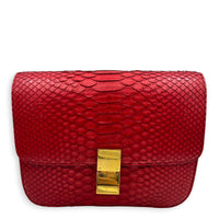 Box Red Crossbody Bag in Python Leather, Gold hardware