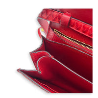 Box Red Crossbody Bag in Python Leather, Gold hardware