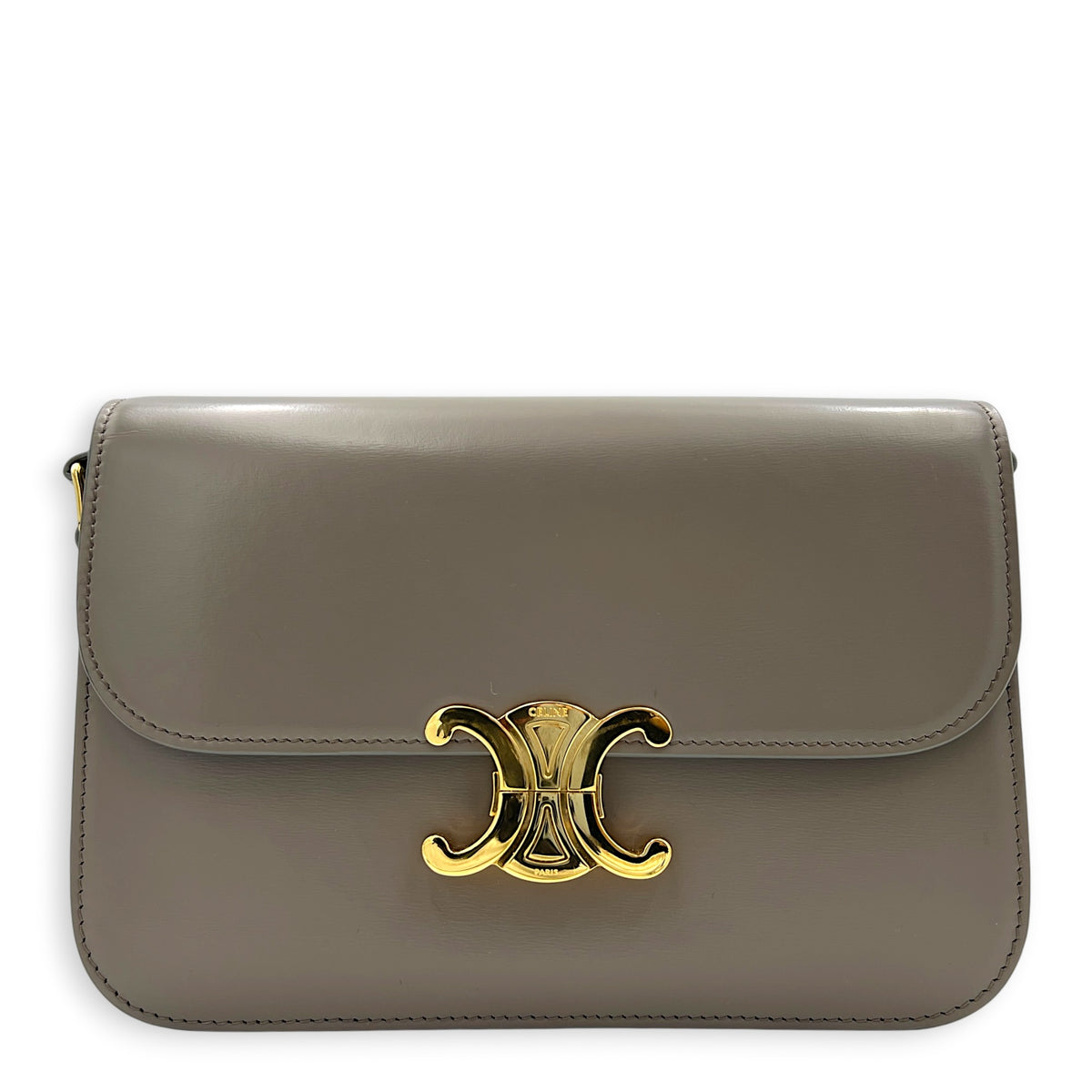 Triomphe Crossbody Bag Grey in Box, Gold hardware