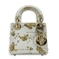 Lady Dior Top Handle Bag Micro White in Calfskin, Gold hardware