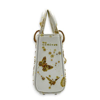 Lady Dior Top Handle Bag Micro White in Calfskin, Gold hardware