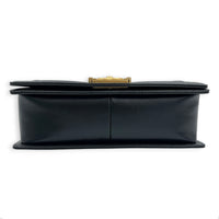 Boy Shoulder Bag Gold in Caviar Leather, Gold hardware