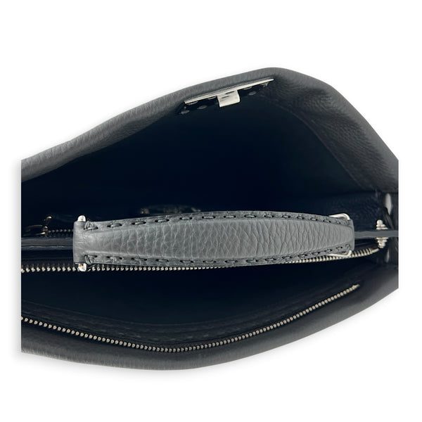 Peekaboo Grey Top Handle Bag in Calfskin, Silver hardware
