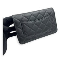 CC Wallet On Chain Black in Caviar Leather, Gold hardware