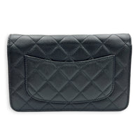 CC Wallet On Chain Black in Caviar Leather, Gold hardware