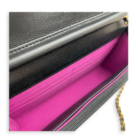 CC Wallet On Chain Black in Caviar Leather, Gold hardware