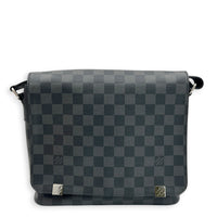 District Messenger Black in Coated Canvas, Silver hardware