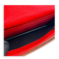 Cassandre Wallet On Chain Red in Caviar Leather, Gold hardware