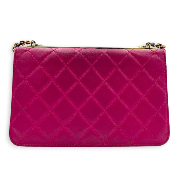 CC Trendy Pink Wallet On Chain in Lambskin, Gold hardware