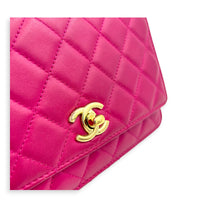 CC Trendy Pink Wallet On Chain in Lambskin, Gold hardware