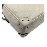 GG Embossed Trunk White Crossbody Bag in Calfskin, Silver hardware