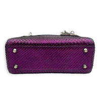Lady Dior Top Handle Bag Mini Metallic Purple in Lizard, Silver hardware