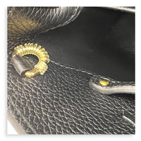 Capucines Mini Black Top Handle Bag in Taurillon Leather, Gold hardware