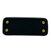 Capucines Mini Black Top Handle Bag in Taurillon Leather, Gold hardware