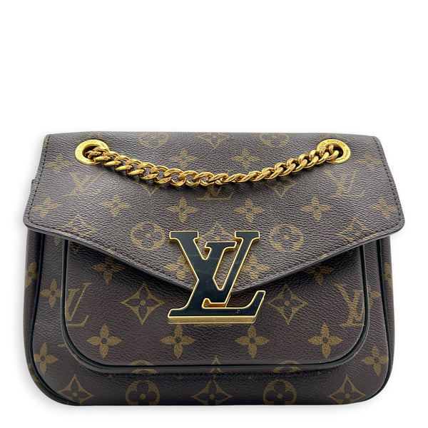 Dauphine Shoulder Bag MM Monogram Brown / Noir in Monogram Coated Canvas, Gold hardware