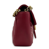 GG Marmont Shoulder Bag Small Hibiscus Red in Lambskin, Gold hardware