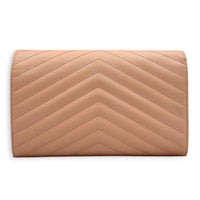 Cassandre Wallet On Chain Pink in Caviar Leather, Silver hardware