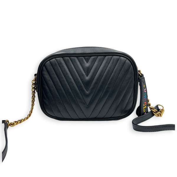 New Wave Crossbody Bag Noir in Calfskin, Gold hardware