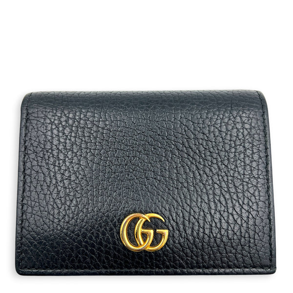 GG Marmont Card Holder Nero in Calfskin, Gold hardware