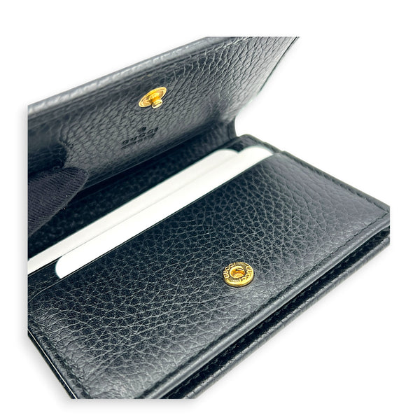GG Marmont Card Holder Nero in Calfskin, Gold hardware