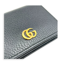 GG Marmont Card Holder Nero in Calfskin, Gold hardware