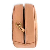 Round CC Mini Pink Crossbody Bag in Lambskin, Gold hardware