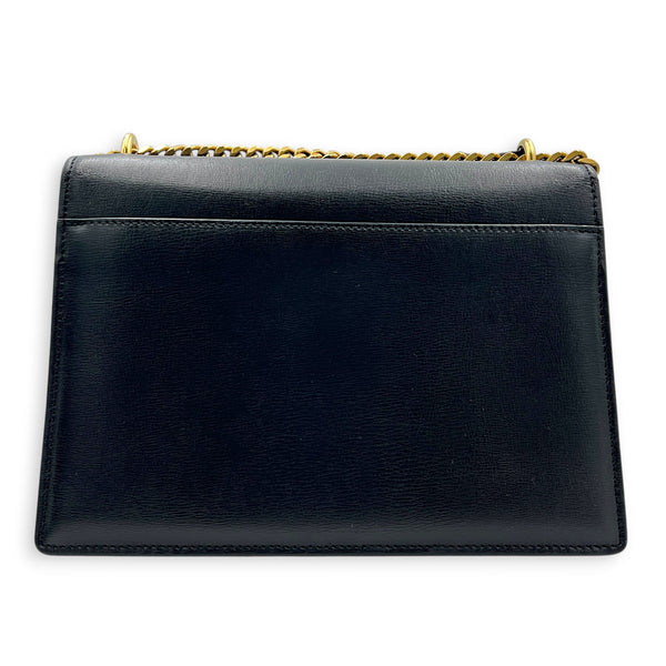 Cassandre Shoulder Bag Noir in Calfskin, Gold hardware