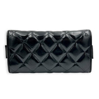 Vintage Box Quilted Top Handle Bag Black in Patent Leather, Silver hardware