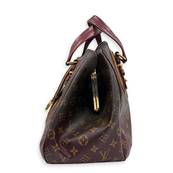 Mirage Top Handle Bag Monogram Rayures Bordeaux in Monogram coated canvas, crocodile & ostrich leather, Gold hardware