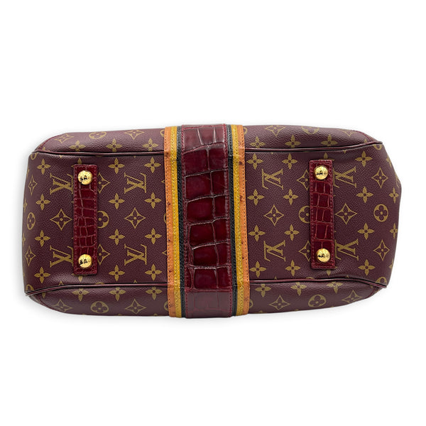 Mirage Top Handle Bag Monogram Rayures Bordeaux in Monogram coated canvas, crocodile & ostrich leather, Gold hardware