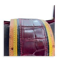 Mirage Top Handle Bag Monogram Rayures Bordeaux in Monogram coated canvas, crocodile & ostrich leather, Gold hardware