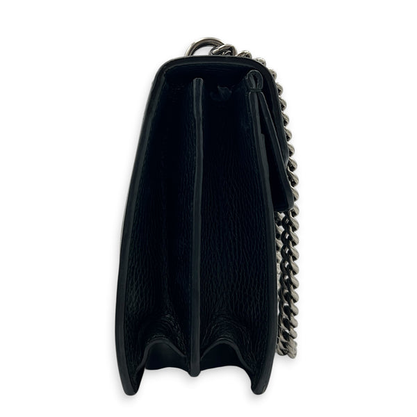 Dionysus Shoulder Bag Medium Black in Calfskin, Silver hardware