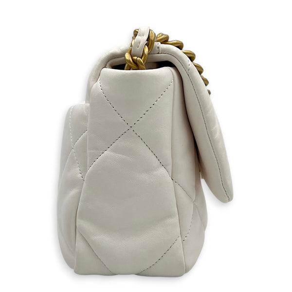 C19 Small White Top Handle Bag in Lambskin, Mixed hardware