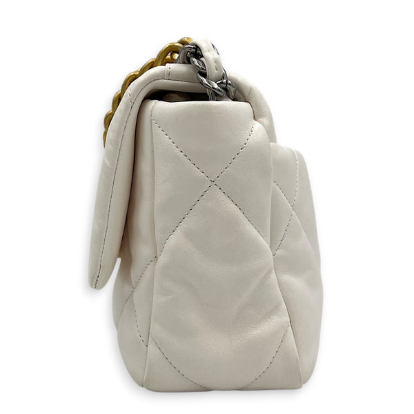 C19 Small White Top Handle Bag in Lambskin, Mixed hardware