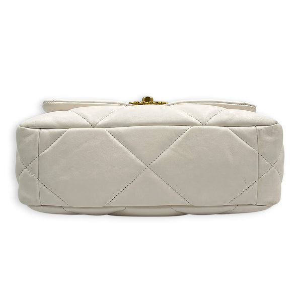 C19 Small White Top Handle Bag in Lambskin, Mixed hardware