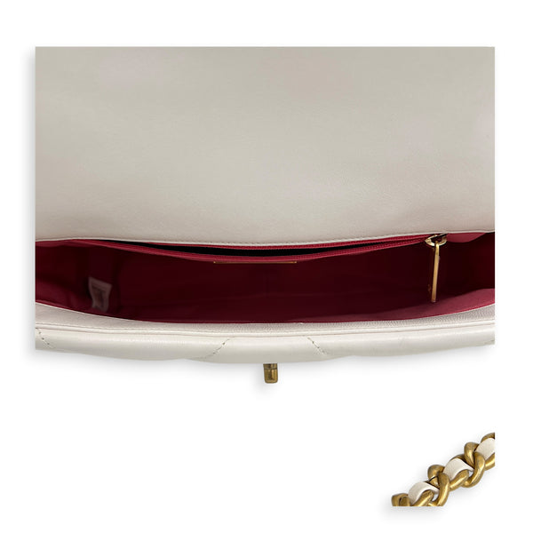C19 Small White Top Handle Bag in Lambskin, Mixed hardware