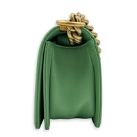 Boy Shoulder Bag Small Mint Green in Lambskin, Antique Brass hardware