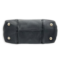 Lockit Top Handle Bag MM Noir in Taurillon Leather, Silver hardware